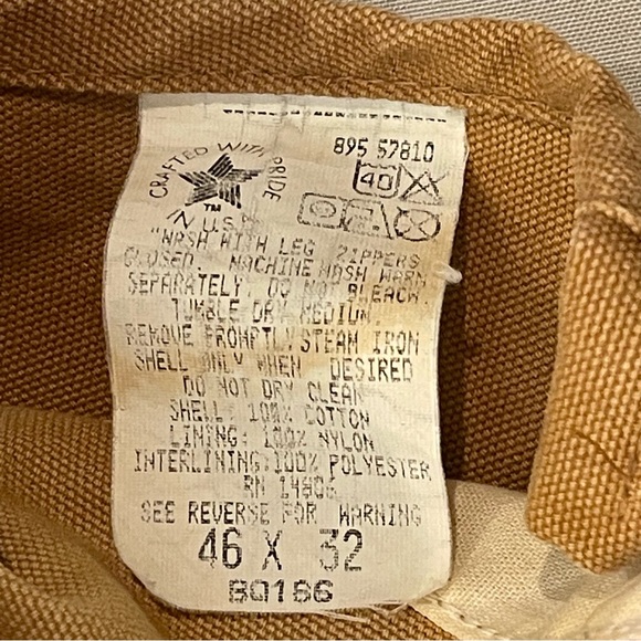 Carhartt Bib Overalls R06 Mens Brown Quilt Lined Duck Canvas  46x32 Workwear - Picture 3 of 16